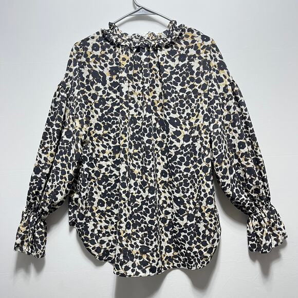 Sanctuary Leopard Abstract Top Puff Sleeves Boho Chic Size S - Picture 10 of 12